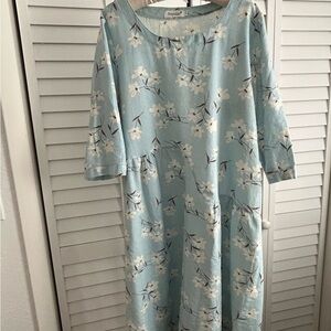 Anysize Blue and White with Vintage Floral Design